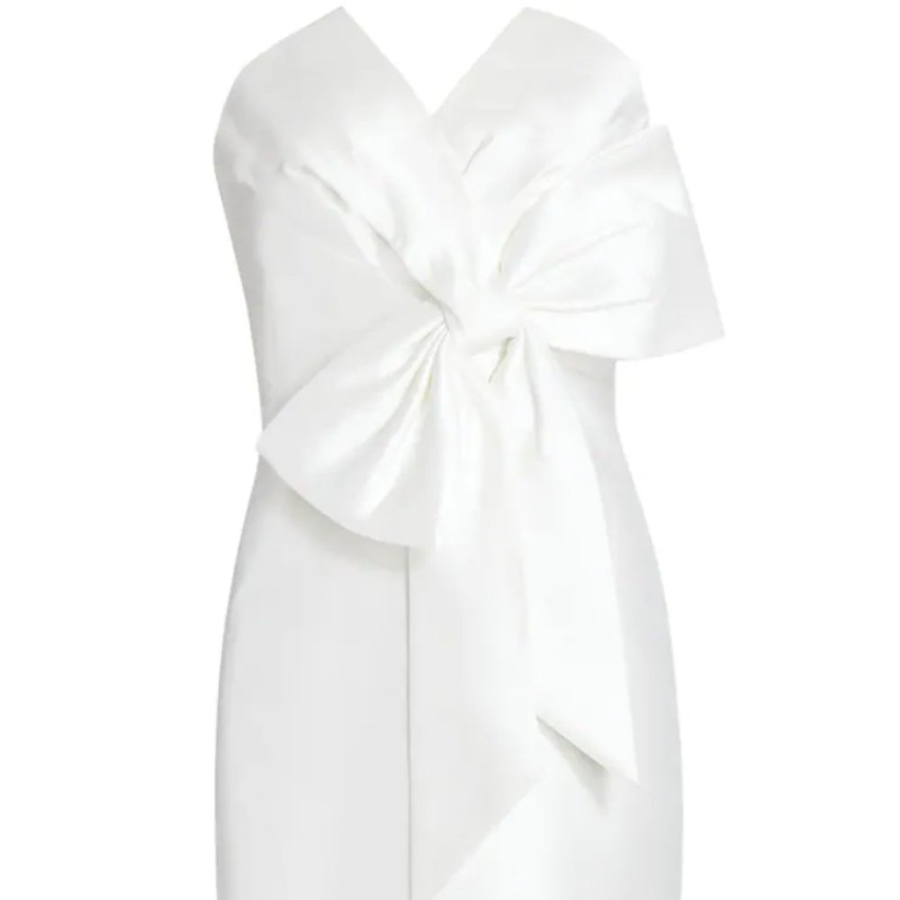Badgley Mishka Sculpture Bow-Front Strapless Dress